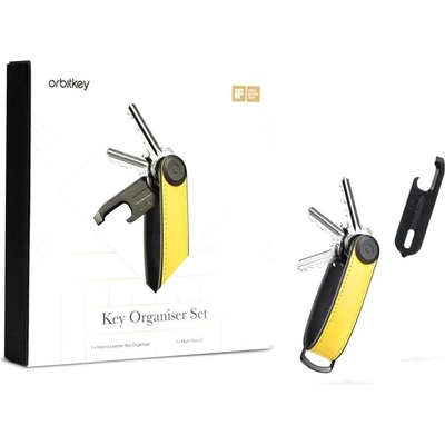 Kľúčenka Orbitkey Hybrid Leather + Multitool V2 Solar Yellow