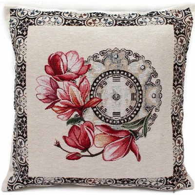 Dekoratex RETRO KVĚTY S ORNAMENTY červená 45 x 45 cm