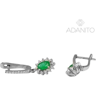 ADANITO ZSY394 - Zlaté briliantové náušnice se smaragdem z bílého zlata