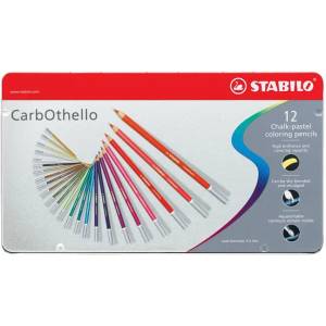 STABILO Комплект пастелни моливи, кръгъл, метална кутия, STABILO "CarbOthello", 12 различни цвята 1412-6 (1412-6)