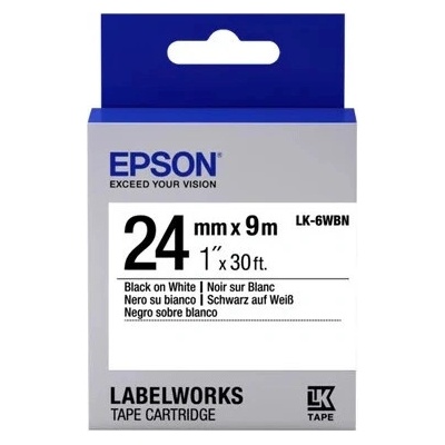 Epson LabelWorks LK-6WBN C53S656006 24mm x 9m, čierna tlač / biely podklad, originálna páska