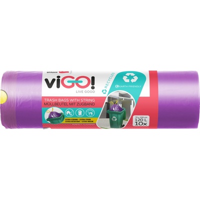 viGO! Pytle zatahovací LDPE 28µm 120l 10ks fialové