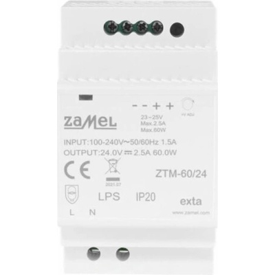 Zamel Spínaný napájecí zdroj montovaný na lištu TH-35 (DIN) 60W 24V DC typ: ZTM-60/24 EXT10000284