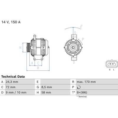 Alternátor BOSCH 0 986 085 110 (0986085110)