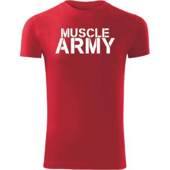 DRAGOWA Фитнес тениска с къс ръкав Muscle Army, червена, 180 г/м2 (4212)