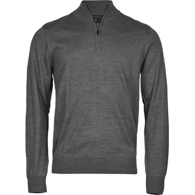 TEE JAYS tj6010 / Мъжки пуловер с 1/4 цип - сив меланж xxxl (18601007713)