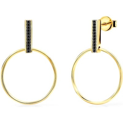 SAVICKI Обеци с халка złote, злато, черни диаманти