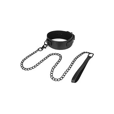 Bedroom Fantasies Faux Leather Collar & Chain Black fetiš obojek s vodítkem – Zboží Mobilmania