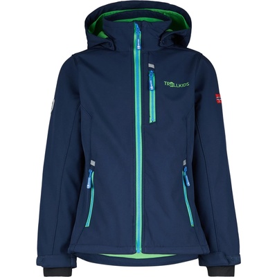 TROLLKIDS Детско софтшел яке Trollkids Kid's Balestrand Jacket Softshell jacket - Navy / Bright Green / Medium Blue - размер 164 (EU) (703-4381-0319)