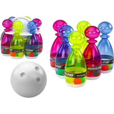 Lean Toys Bowlingová sada 6 průhledných barevných kuželek