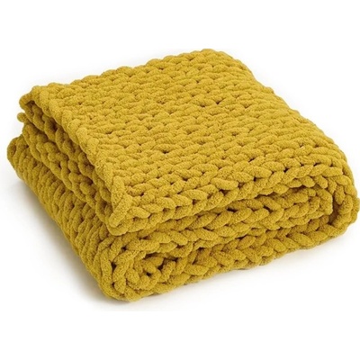 Revela G839 ručne pletená deka v žltej farbe 120x120