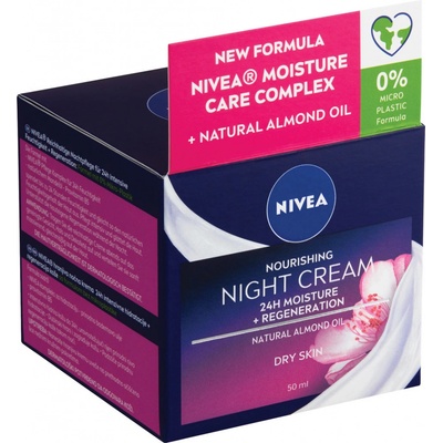 Nivea Nourishing Cream výživný nočný krém for dry to sensitive skin With Almond Oil and Hydra IQ 50 ml