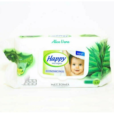 Happy vlhčené obrúsky Aloe vera 72 ks s uzáverom