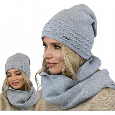 Fashionweek dámský zimní set čepice šála flísová podšívka ZIZI32/K1 šedý