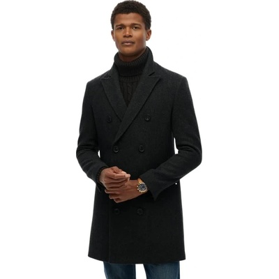 SUPERDRY Палто Superdry Merchant Town coat - Black (Black Herringbone)