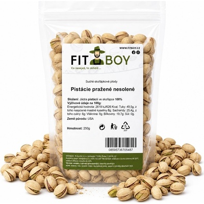 FITBOY Pistácie pražené nesolené 250 g