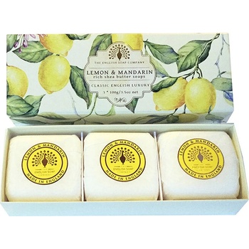 The English Soap Company Луксозни сапуни в кутия лимони мандарина Lemon & Mandarine Soap Set 3x100g