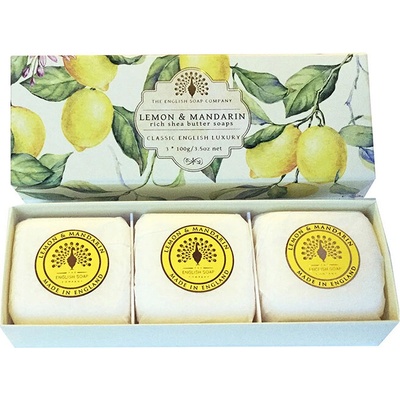 The English Soap Company Луксозни сапуни в кутия лимони мандарина Lemon & Mandarine Soap Set 3x100g