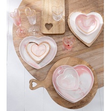 J-Line by Jolipa porcelánová miska ve tvaru srdce Heart krémovo růžová 9 8 a 4 cm