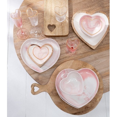 J-Line by Jolipa porcelánová miska ve tvaru srdce Heart krémovo růžová 9 8 a 4 cm