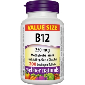 Webber Naturals Vitamin B12 250 mcg | Methylcobalamin [200 Подезични таблетки ]