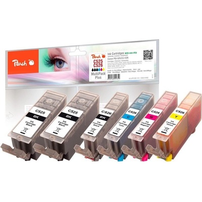 Peach Canon PGI-525/CLI-526 MultiPack Plus, 3xBlack,Cyan,Magenta,Yellow, 2x19ml, 4x10ml 314466 - kompatibilní
