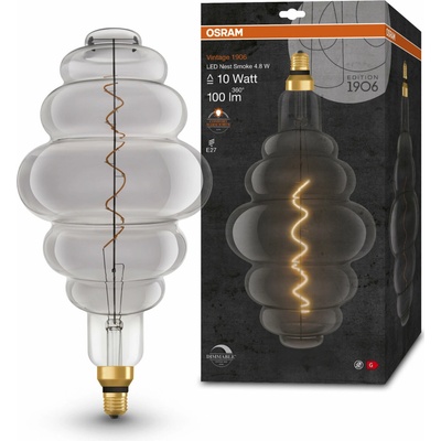 Osram stmievateľná dymová LED žiarovka E27 4,8 W VINTAGE 1906, teplá biela 4058075761056