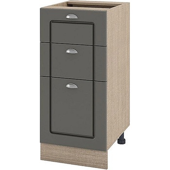 Image 1 of ИРИМ Долен кухненски шкаф с три чекмеджета Сити МФ-Цимент мат-06-77 40 см ляв