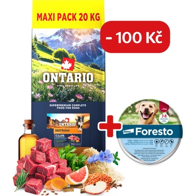Ontario Adult Medium Lamb & Brown Rice 20 kg