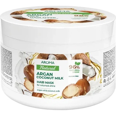Aroma Natural Маска за коса с арган и кокосово мляко, 450 ml