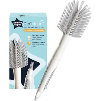 Tommee Tippee Четка за почистване на шишета и биберони 2 в 1 Tommee Tippee, Бяло и Сиво (TT.0003.001)