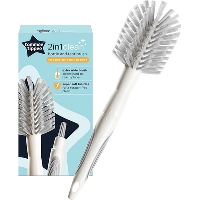 Tommee Tippee Четка за почистване на шишета и биберони 2 в 1 Tommee Tippee, Бяло и Сиво (TT.0003.001)