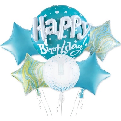 Fóliová zostava balónikov Happy Birthday modrá