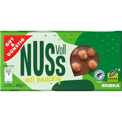 Gut & Günstig Mléčná s celými lískovými ořechy 100 g