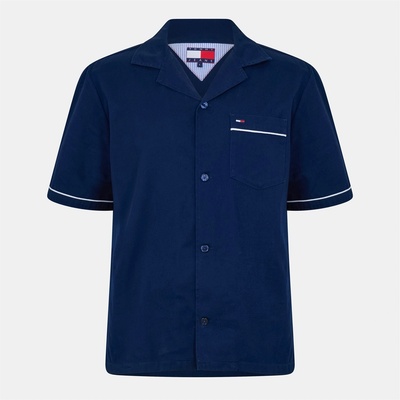 Tommy Hilfiger Риза с къс ръкав Tommy Jeans Men's Camp Collar Short Sleeve Bowling Shirt - Dark Night Navy