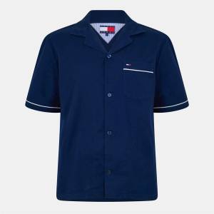 Tommy Hilfiger Риза с къс ръкав Tommy Jeans Men's Camp Collar Short Sleeve Bowling Shirt - Dark Night Navy