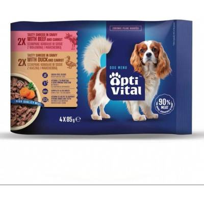 Optivital Tasty shreds with beef and duck in gravy 4 x 85 g