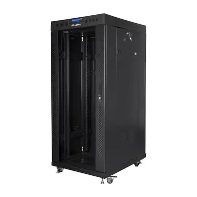 Lanberg Комуникационен шкаф, Lanberg rack cabinet 19" free-standing 27U/800x1000 (flat pack) with glass door lcd black v2 (FF01-8027-12BL)