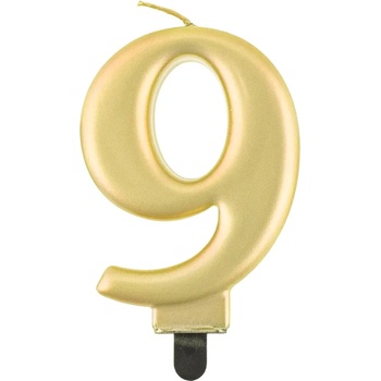 Image 1 of Godan Свещ за рожден ден 9 металик златиста