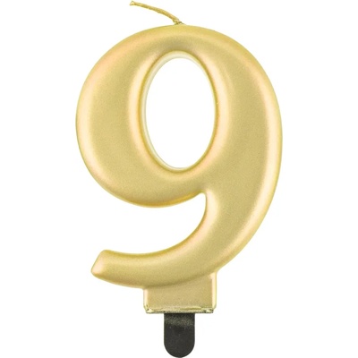 Godan Свещ за рожден ден 9 металик златиста