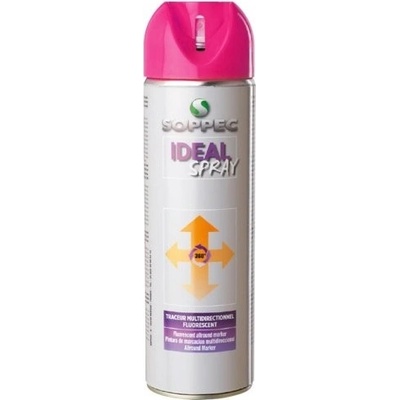 SOPPEC Značkovací sprej IDEAL fluorescentný ružový 500ml trvanlivosť 12 mesiacov