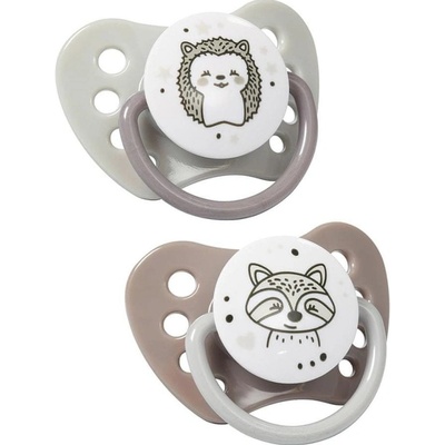 BabyOno anatomické silikón cumlík 2 ks Natural Nursing Hedgehogs béžová