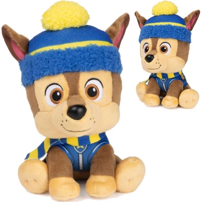 pes CHASE z PAW PATROL v zimnej čiapke a šále 18 cm