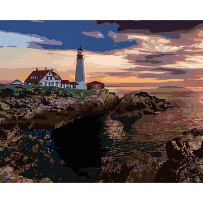 Zuty Malování Podle Čísel Maják A Západ Slunce Usa Ted Davis 80 x 100 cm Plátno Rám