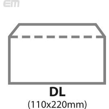 Dopisní obálka DL, bílá 80g, 1000ks, samolepící