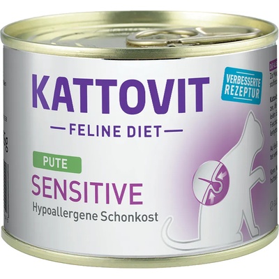 Kattovit 24х185г Kattovit Sensitive, консервирана храна за котки - с пуешко