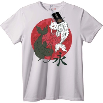 NOONEBRAND Тениска Риба Кои в червен кръг - 4XL, Black