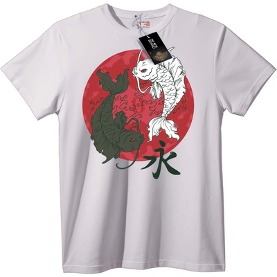 NOONEBRAND Тениска Риба Кои в червен кръг - 4XL, Black