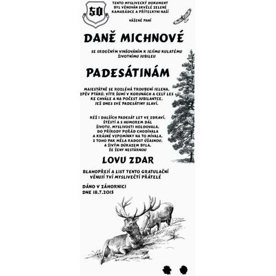 Dřevo Novák Gratulace myslivkyně č.729 - Gratulace myslivkyně na frézované desce 2D
