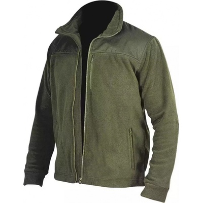 DEDRA EXIM Flísová mikina s nášivkami vojenská zelená BH6PA S Zelená